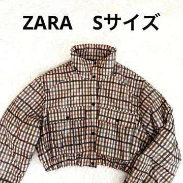 ZARA 체크 무늬 크롭 자켓 숏 기장 충전솜 다운