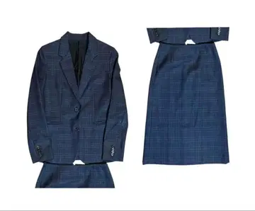 폴스미스 네이비 체크 패턴 스커트 수트 셋업 여성용