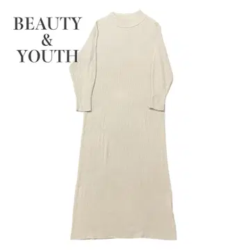 뷰티앤유스 캐시미어 혼방 리브 보틀넥 니트 원피스