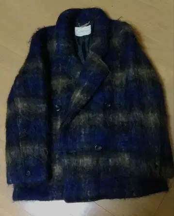 체크 무늬 더블 브레스트 코트 긴자 매기