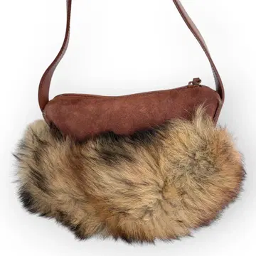 훌라 핸드백 가죽 퍼 스웨이드 브라운 미니