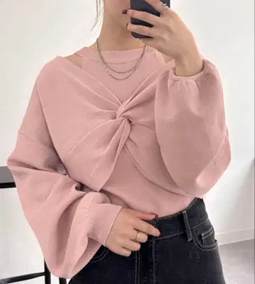 mystic 크로스 니트 SET 핑크 미사용 새상품 택 없음