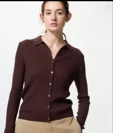 메리노 블렌드 리브 폴로 가디건 UNIQLO 유니클로 M