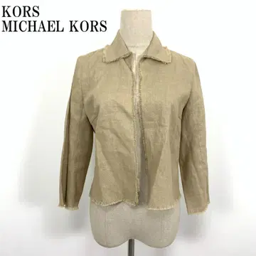 LA6807 마이클코어스 린넨 100% 노카라 자켓 베이지 4