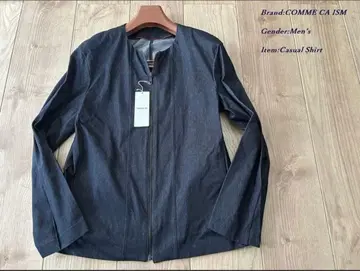 미사용품 컴시즘 데님 원단 밴드 카라 블루종 네이비 L 사이즈