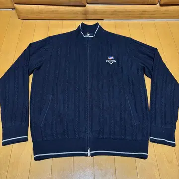 캘러웨이 케이블 니트 풀 지퍼 자켓 네이비