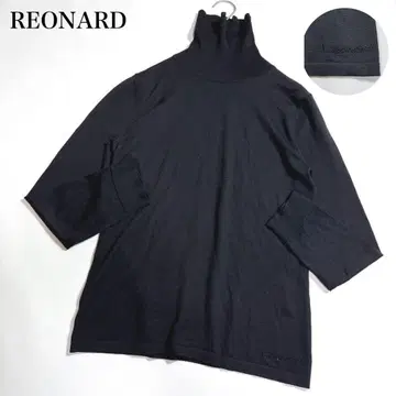 새상품급 레오나르 하이넥 니트 캐시미어 실크 로고 큐빅