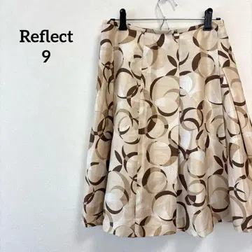 리플렉트 플레어 스커트 기하학 패턴 베이지 9호 고급 무릎 기장 페미닌