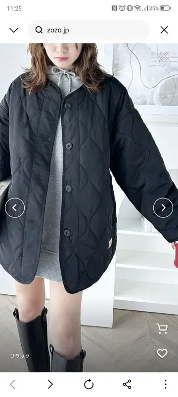 [ 새상품 ] 노카라 오버 사이즈 퀼팅 코트 블랙