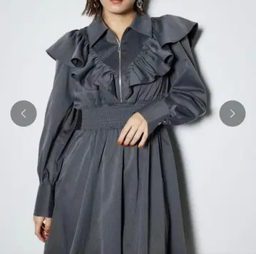 rienda 프론트 지퍼 셔츠 미니 원피스