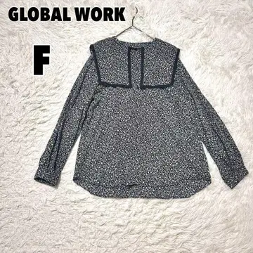 GLOBAL WORK 글로벌 워크 스퀘어 빅 칼라 블라우스 꽃무늬