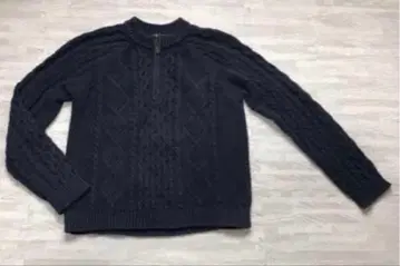 LLBEAN 엘엘빈 하프 지퍼 아란 케이블 니트 L 네이비