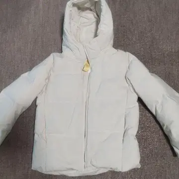 유니클로 화이트 후드 부착 다운 자켓