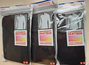 유니클로 히트텍 크루넥T 칠부 소매 블랙 L 3장 세트