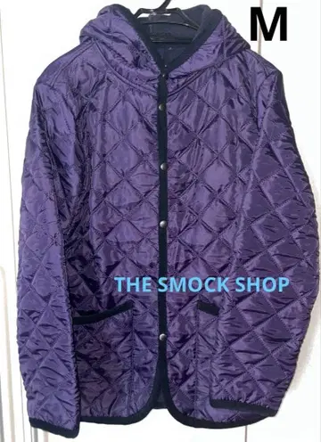 스모크샵 퀼트 코트 퍼플 안감 중간 두께 보아 후드 포함 방한