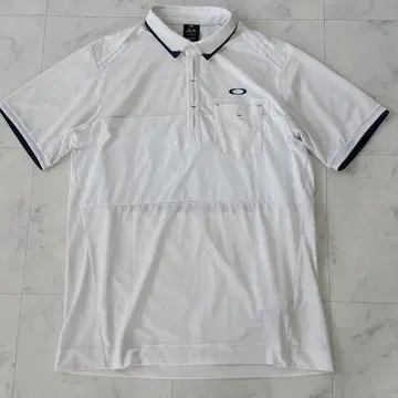 OAKLEY 화이트 x 네이비 스포츠 피케 셔츠 화이트 XL