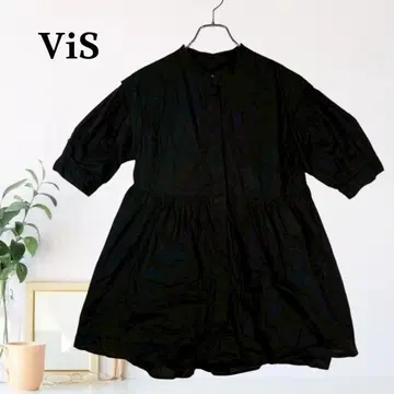 zB721 [ F ] ViS 스탠드 카라 엠파이어 허리 튜닉