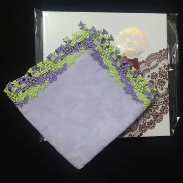 치카자와 레이스 와인 라벤더 미개봉 새상품 박스형 타월 손수건