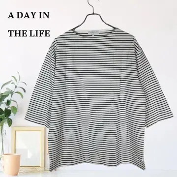 zB698 [ L ] A DAY IN THE LIFE 패널 보더 T셔츠