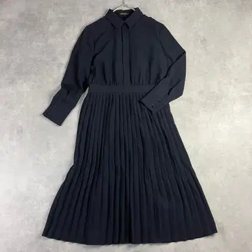 23구 롱 풀오버 플리츠 셔츠 원피스 40 다크 네이비