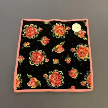 FEILER 꽃무늬 손수건 블랙 핑크