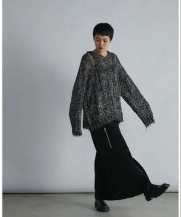 세레나헬리오스 LAME Damaged Knit PO(BLACK)