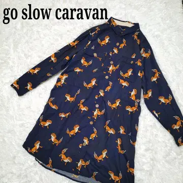 go slow caravan 레오파드 게코 올 패턴 롱 셔츠