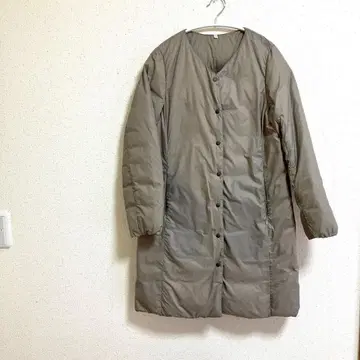 무인양품 다운 포켓터블 노카라 코트
