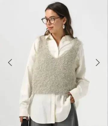 BAYFLOW 베이플로우 숏 라메 퍼 베스트 샤기 그레이지