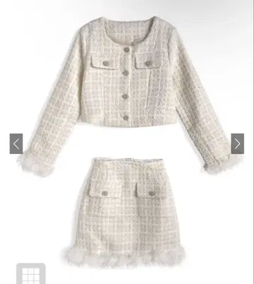 페더 트위드 자켓 x 인빵 안감 부착 스커트 셋업[pm634]