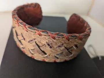 가죽 뜨개질 뱅글 브라운 [ vermilion ]