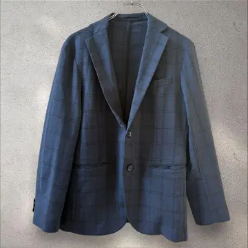 GU 파랑 체크 무늬 비즈니스 자켓