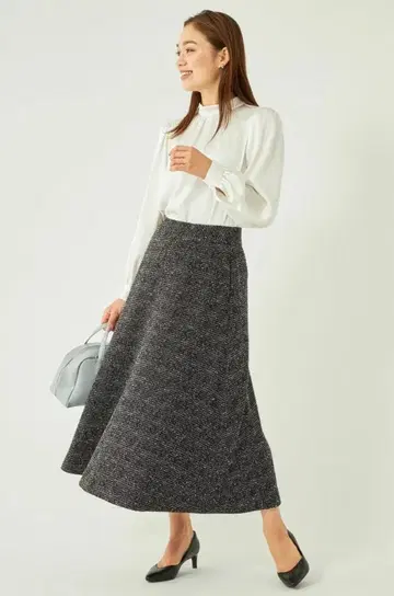 그린 라벨 릴랙싱 믹스 트위드 핏&플레어 스커트