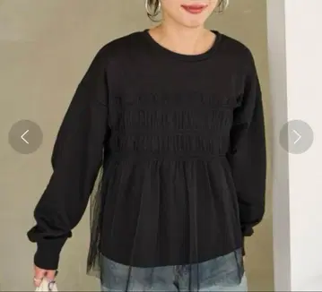 [ 프릭스스토어 ] 튤 개더 맨투맨 블랙