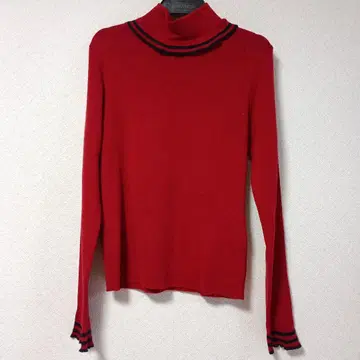 레드 하이넥 스웨터 캐시미어 혼방 미사용