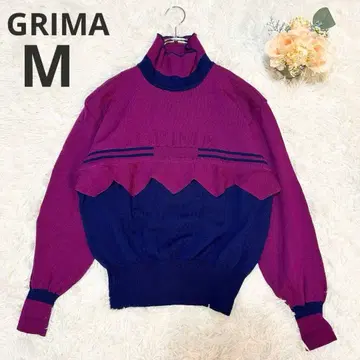 [ GRIMA ] 빈티지 화려한 니트 울 디자인 퍼플 M