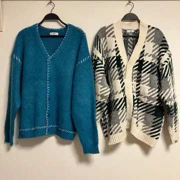 파랑과 아이보리 그린 가디건 세트