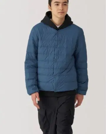 무인양품 경량 다운 노카라 자켓 다운 자켓 M 스모키 블루