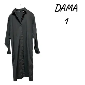 DAMA 블랙 롱 원피스 셔츠 긴팔