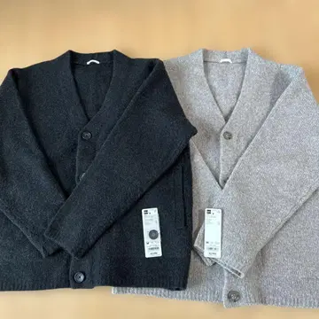 새상품급 GU 가디건 2장 세트 M 다크 그레이&베이지