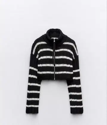 ZARA 스트라이프 크롭 니트 가디건
