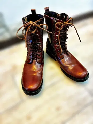 RAUDi 사이드 지퍼 레이스업 부츠 (브라운)