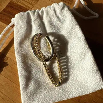 D.U.E 골드 체인 후프 이어커프