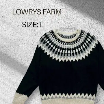 [ LOWRYS FARM ] 로리즈팜 울 혼방 노르딕 무늬 블랙 L
