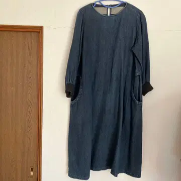 군언당 곤곤 데님 블루 A라인 원피스 긴팔