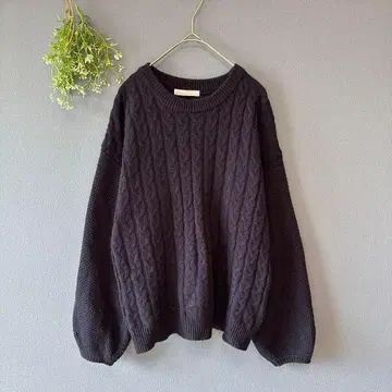 파크걸 [M] 고급 캐주얼 루즈핏 케이블 x 와플 짜임 긴팔 니트