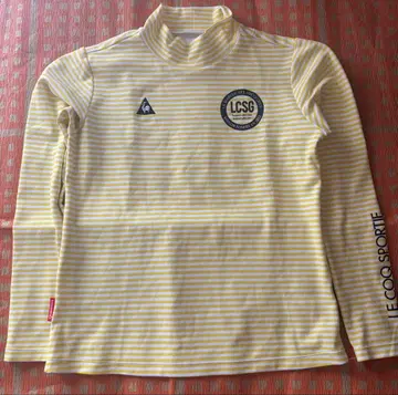 르꼬끄골프 긴팔 하이넥 셔츠 터틀넥 L 옐로우 컬러 로고 새상품급