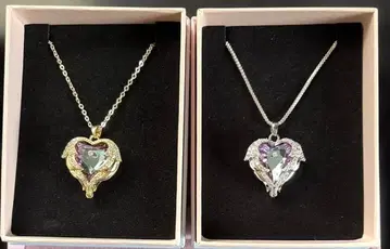 하트형 크리스탈 목걸이 2세트