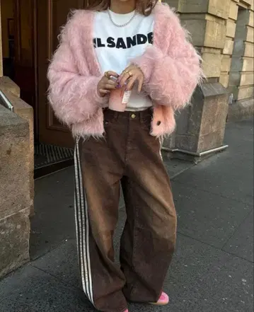 [ 미사용 새상품 ] THE TOE 브라운 스트라이프 데님 팬츠