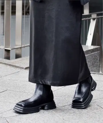 블랙 사이드 고어 부츠 통굽